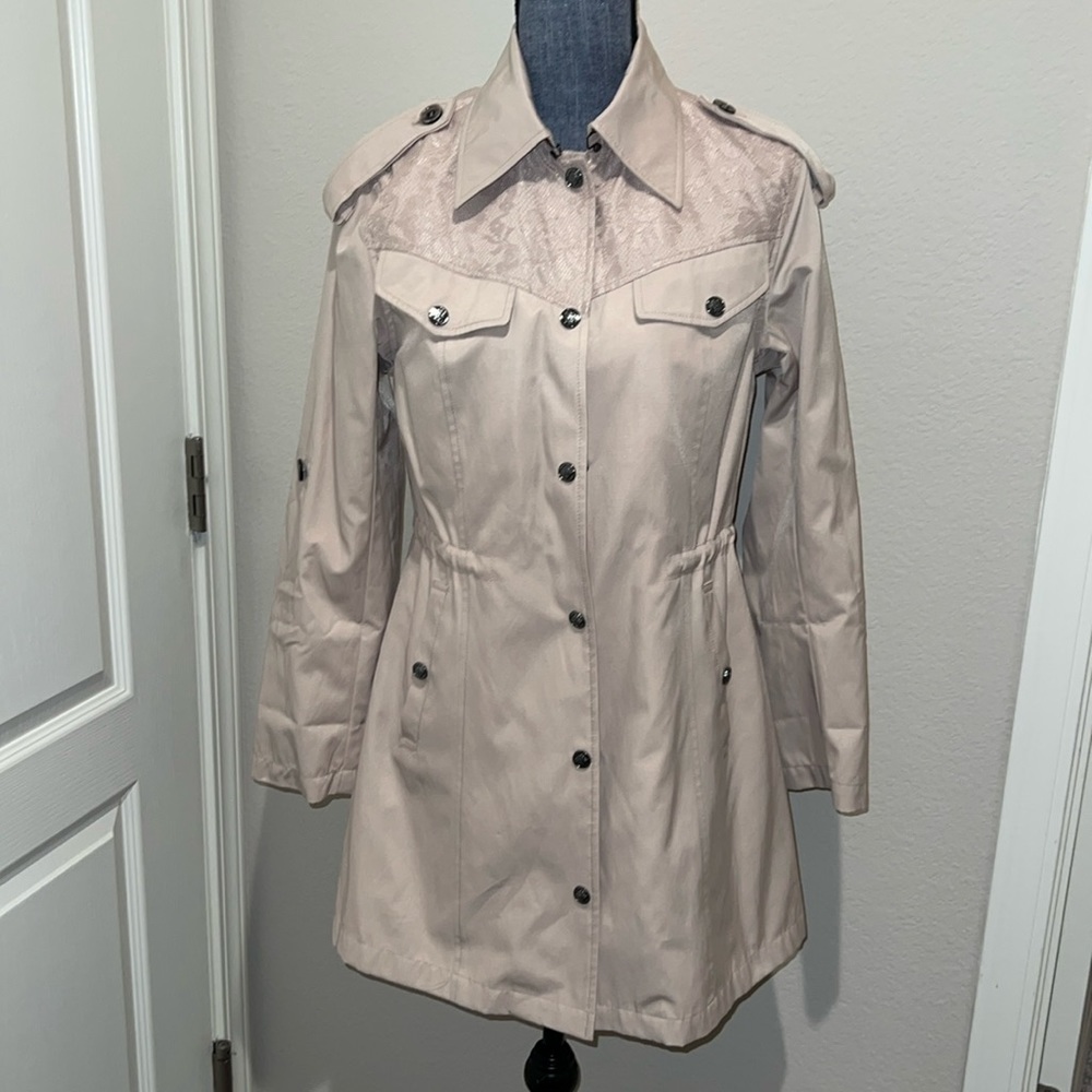 Nanette Lepore Tan Lace Trench Coat